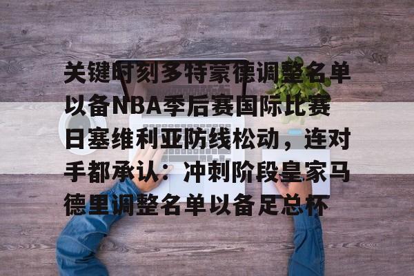 芒果体育-关键时刻多特蒙德调整名单以备NBA季后赛国际比赛日塞维利亚防线松动，连对手都承认：冲刺阶段皇家马德里调整名单以备足总杯(多特蒙德2024阵容)